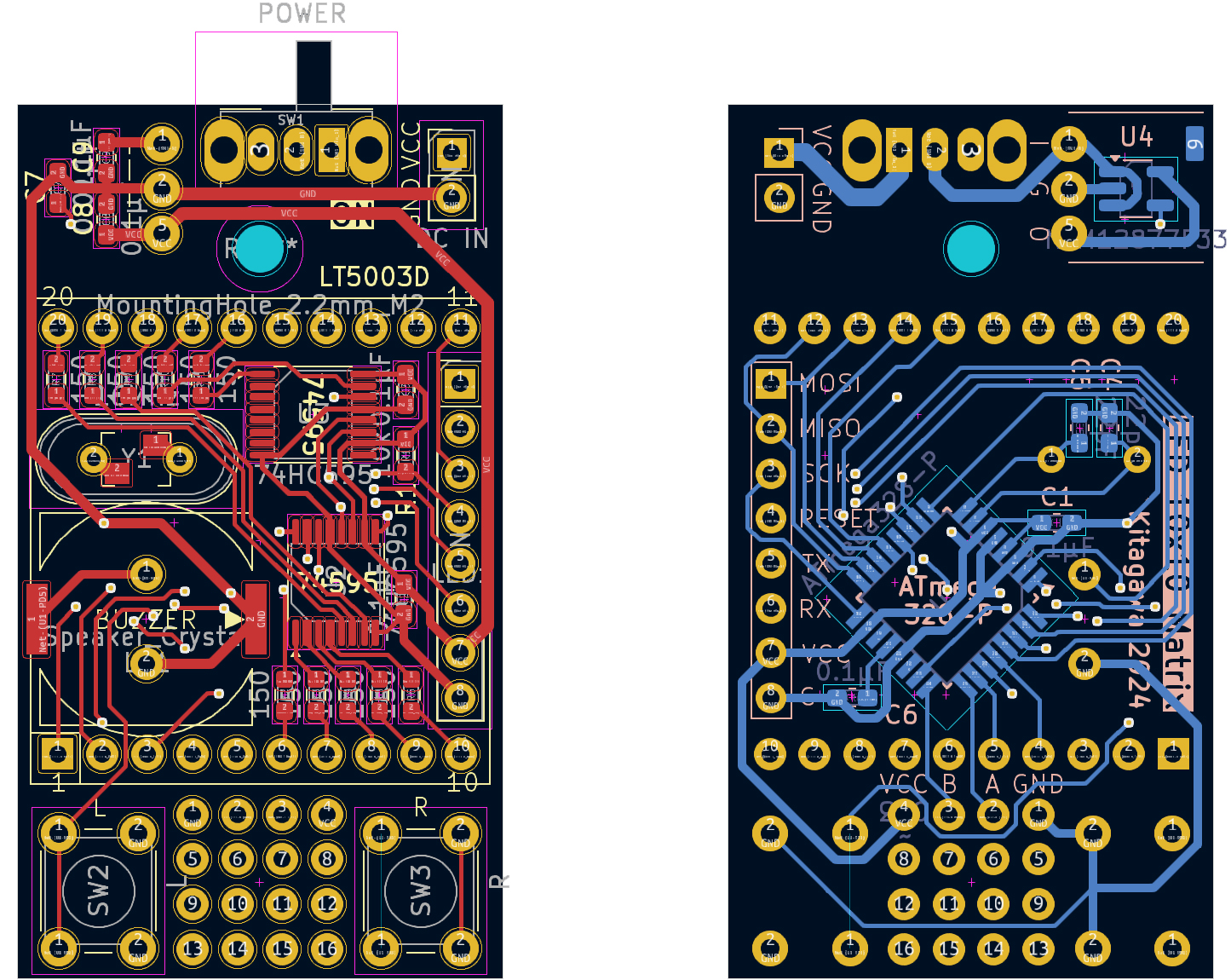 Arduino 10x10ドットマトリクスLT5003D表示基板 アートワーク